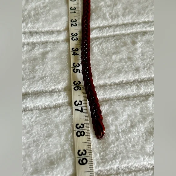 Braided Leather Belt with Brass Buckle - Picture 6 of 9